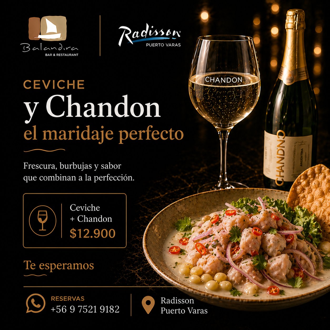 Ceviche y Chandon